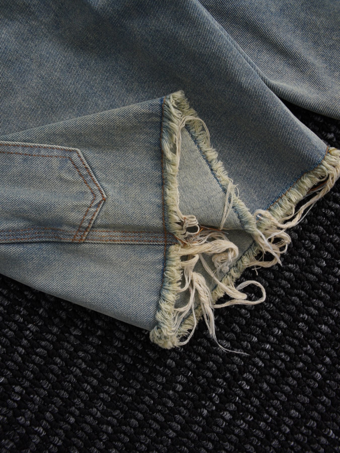 Chrome Hearts Light Blue Washed Denim Shorts — detail