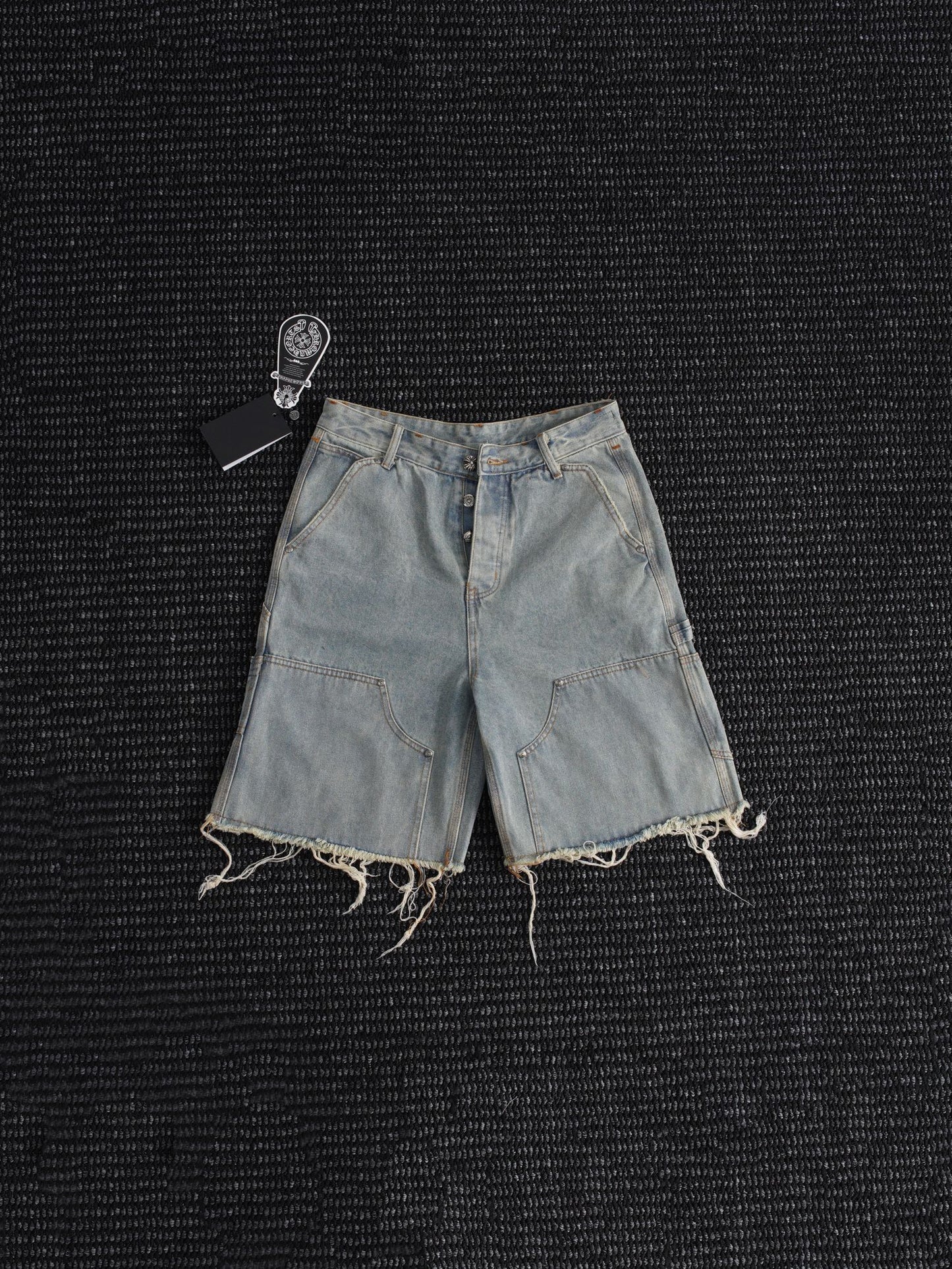 Chrome Hearts Light Blue Washed Denim Shorts — hero