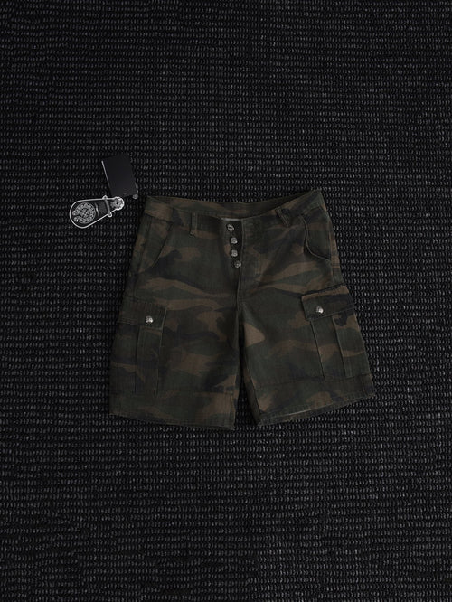 Chrome Hearts Green Camo Cargo Shorts — front
