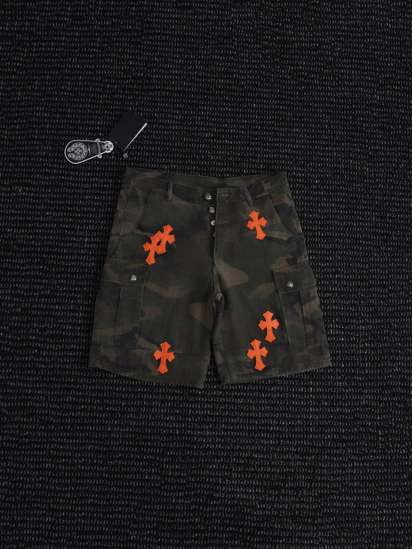 Chrome Hearts Green Camouflage Cargo Shorts — hero