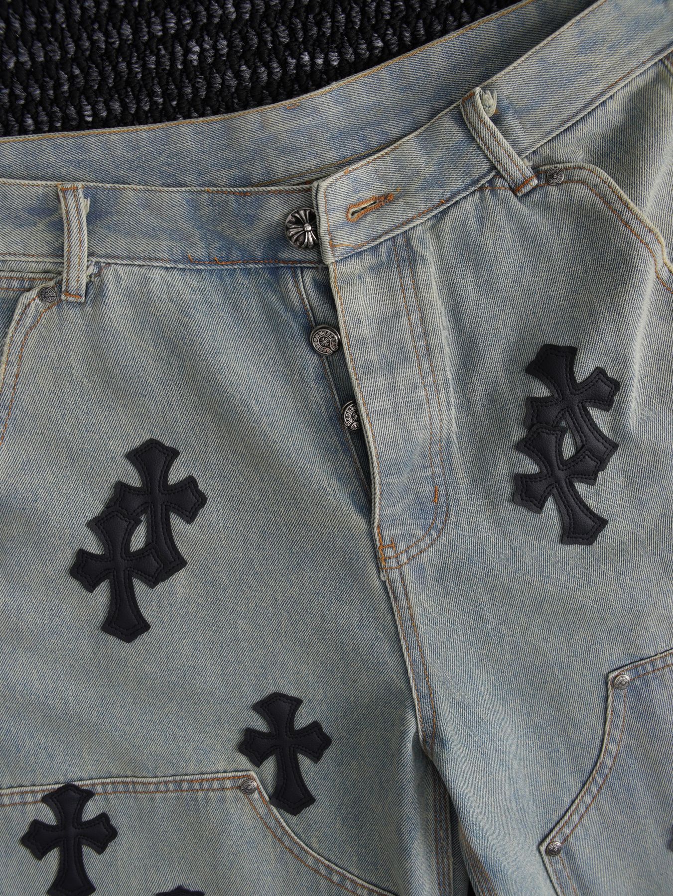 Chrome Hearts Cross Patch Denim Shorts — front