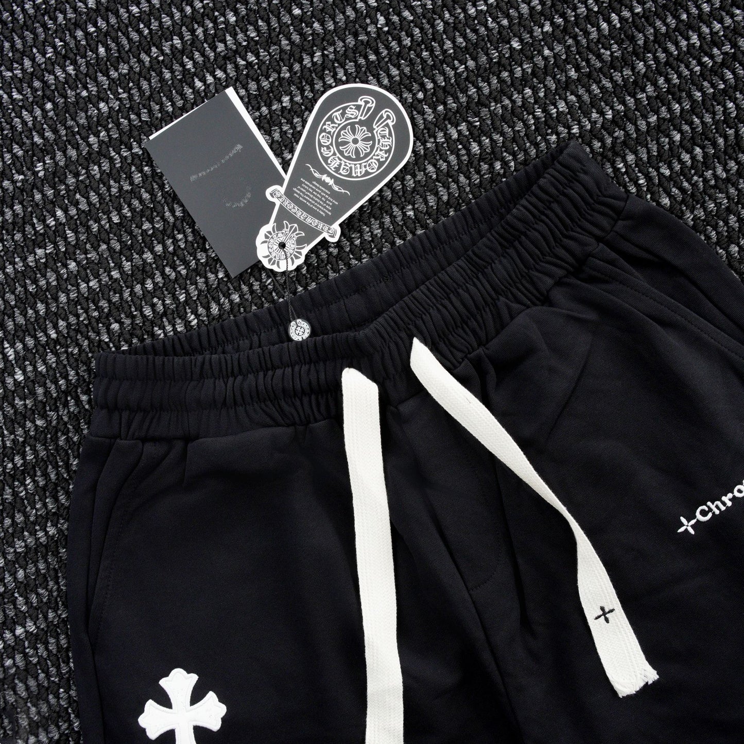 Chrome Hearts Cross Patch Drawstring Shorts — detail