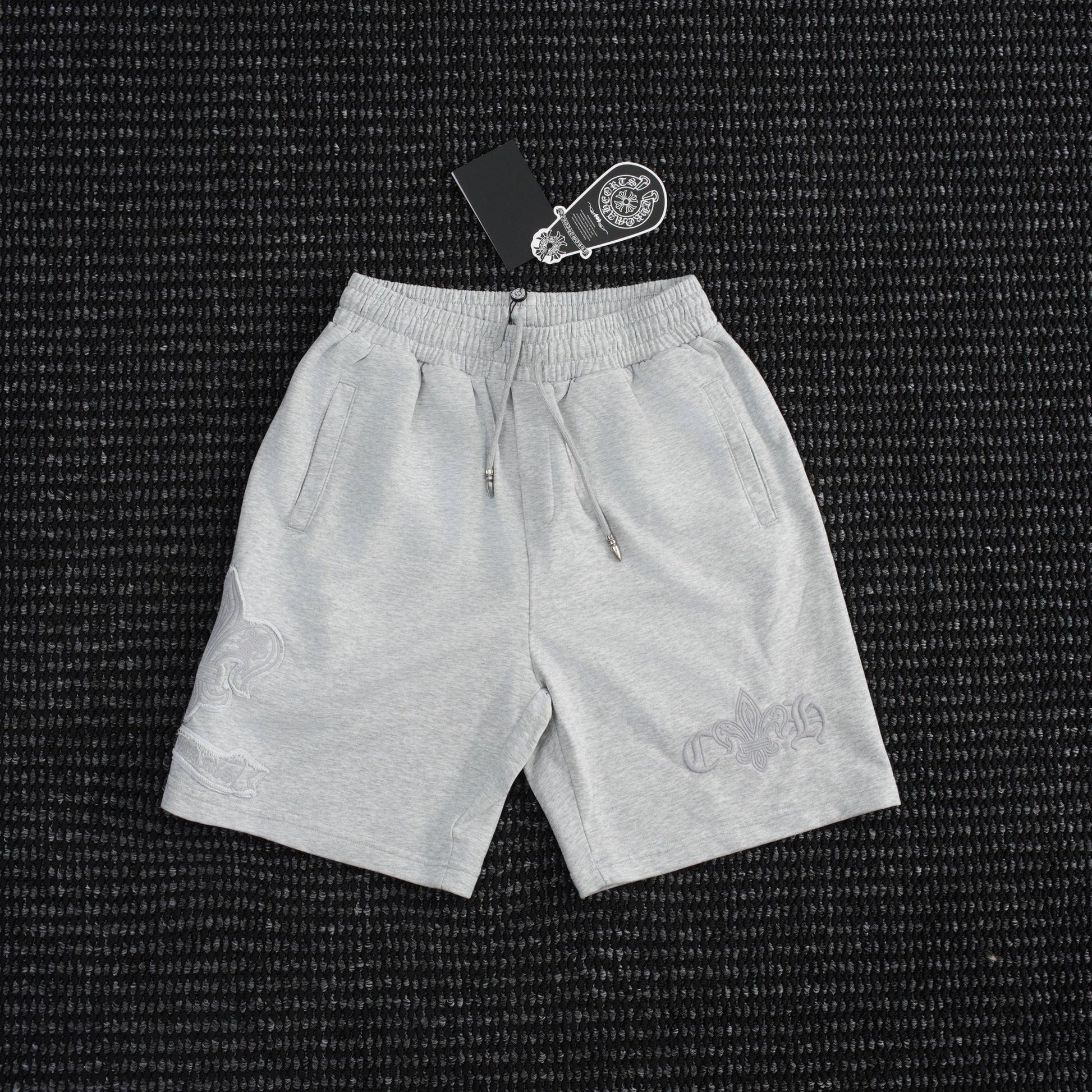 Chrome Hearts Tonal Sanskrit Cross Embroidered Shorts — hero