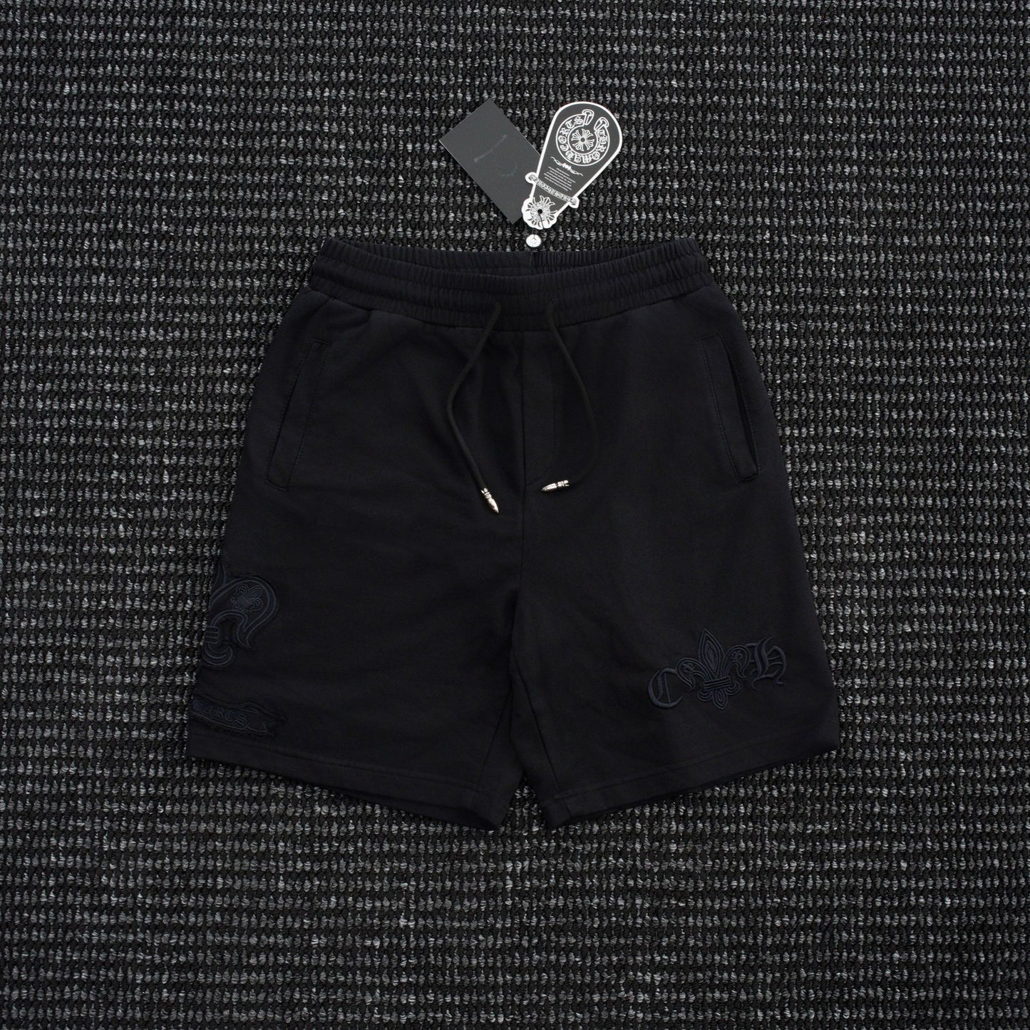 Chrome Hearts Tonal Sanskrit Cross Embroidered Shorts — front