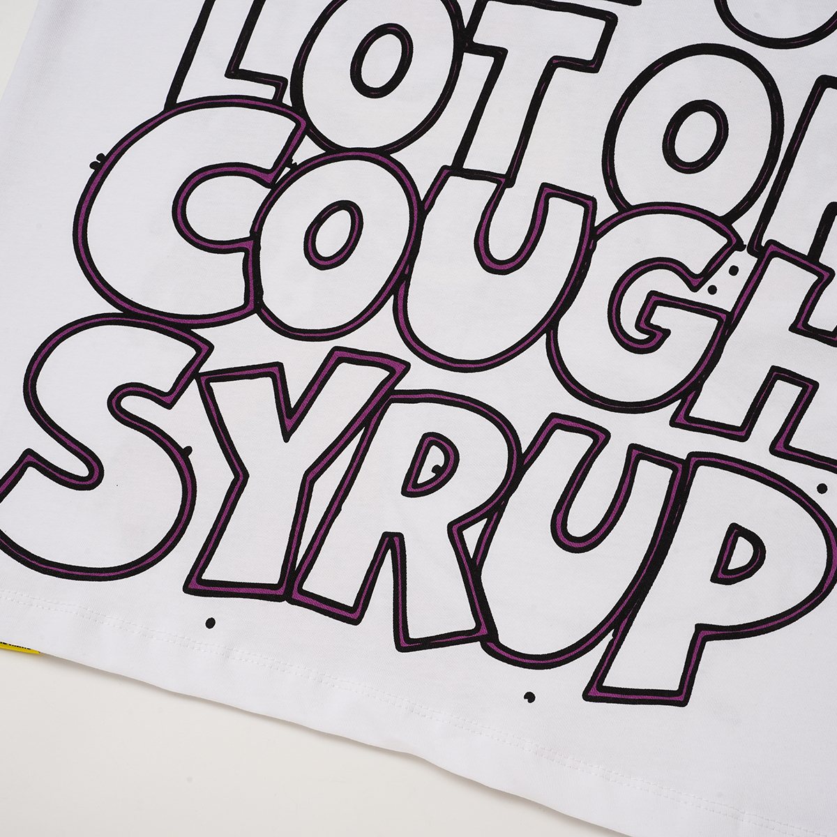 THAT'S A AWFUL LOT OF COUGH SYRUP Cartoon Ringer T-Shirt — detail