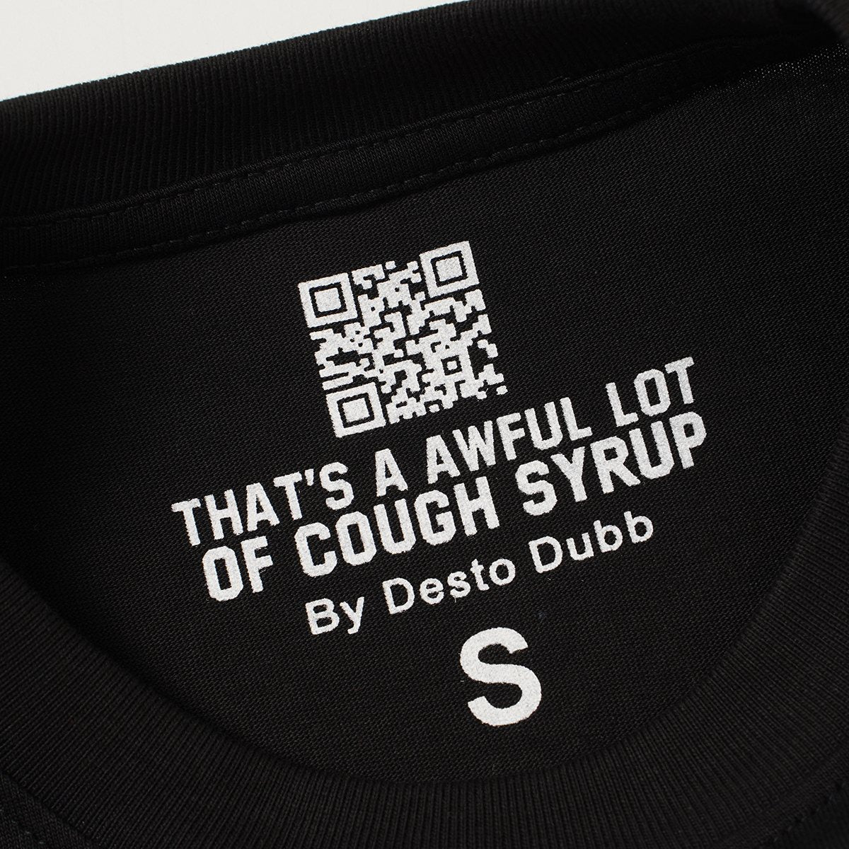 THAT'S A AWFUL LOT OF COUGH SYRUP Black Front & Back Graphic T-Shirt — neck_label