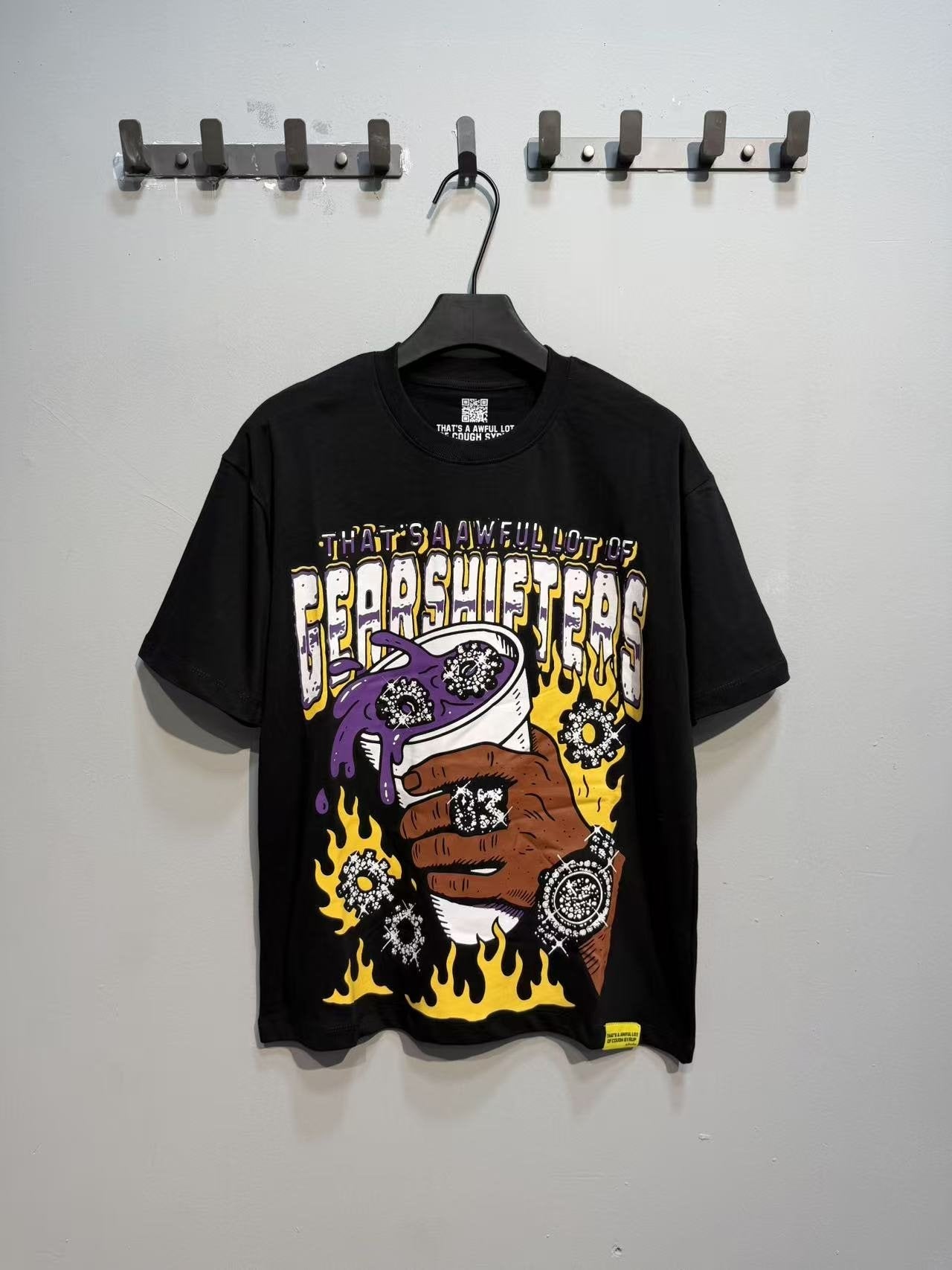 THAT'S A AWFUL LOT OF COUGH SYRUP Black Front & Back Graphic T-Shirt — front