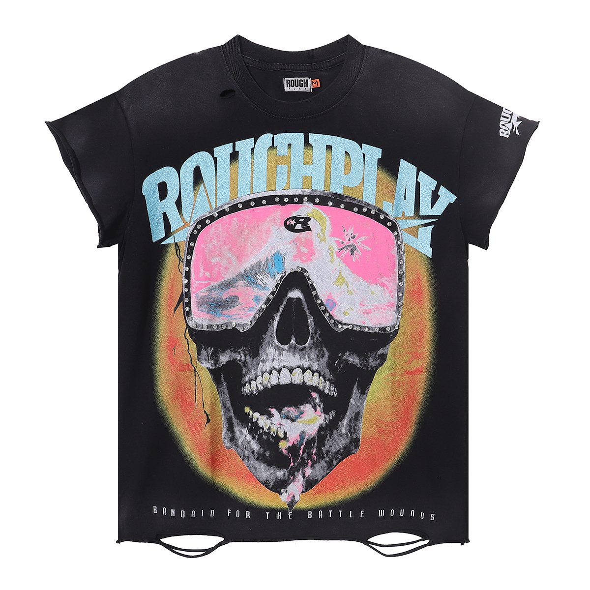 Rough Play Skull Goggles Graphic T-Shirt — front