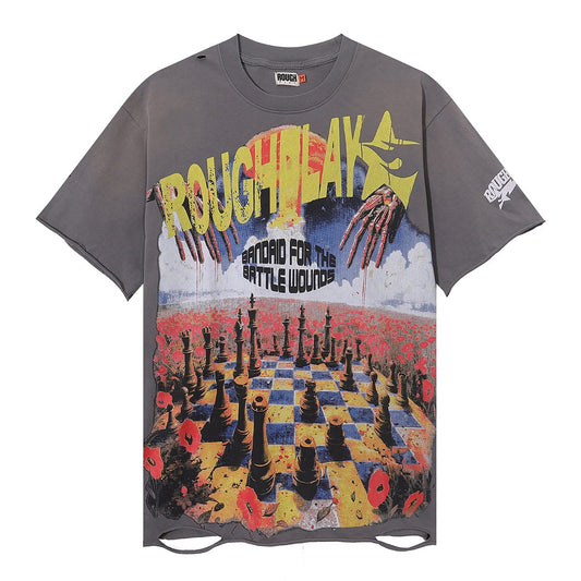 Rough Play Think Twice Chess Graphic T-Shirt — hero