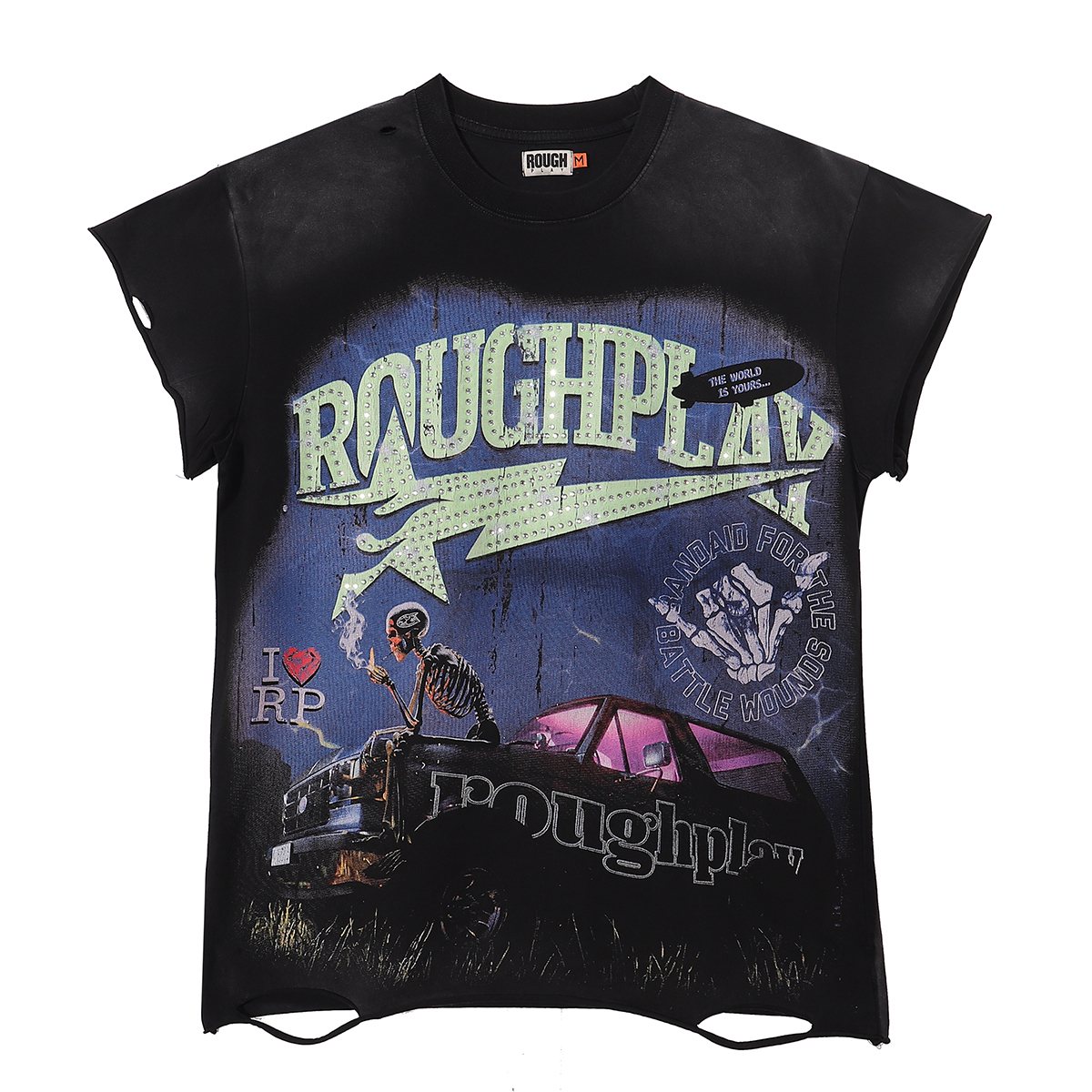 Rough Play Washed Rhinestone Sleeveless T-Shirt — hero