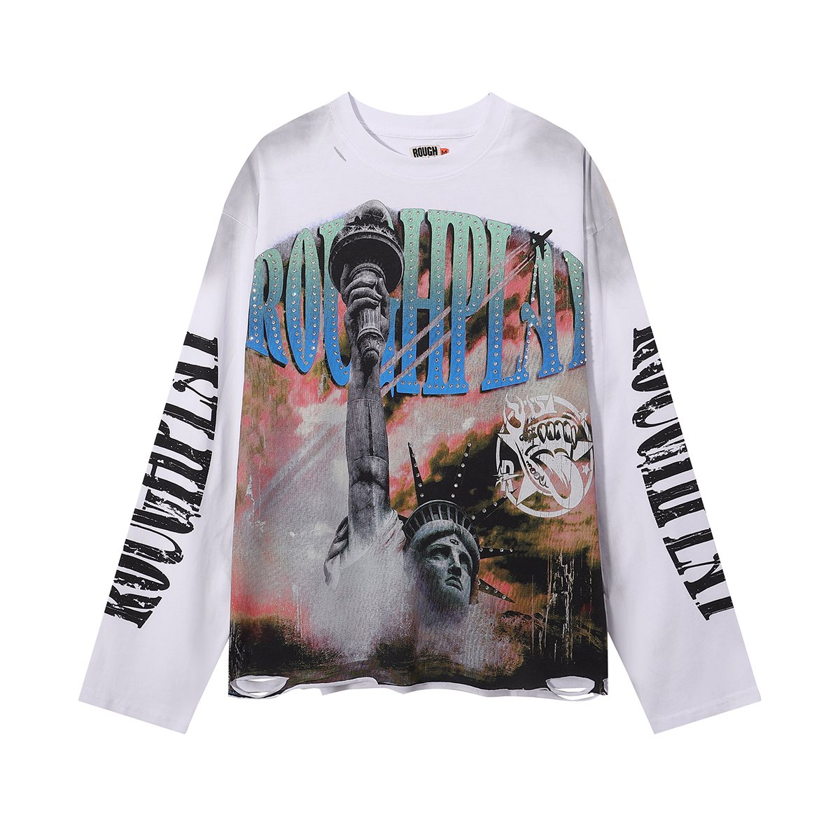Rough Play Statue of Liberty Graphic Long-Sleeve T-Shirt — front