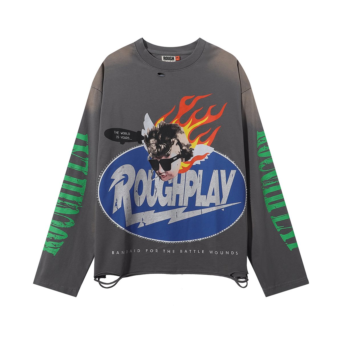 Rough Play SoulBoy Rhinestone Graphic Long-Sleeve T-Shirt — front