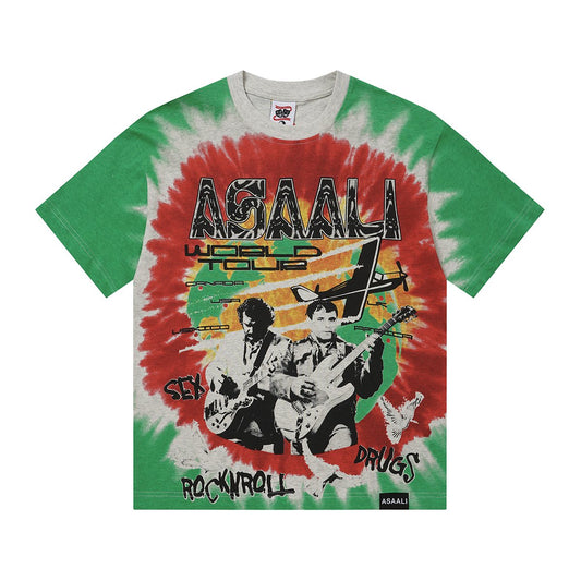 ASAALL Green Tie-Dye World Tour Graphic T-Shirt — hero