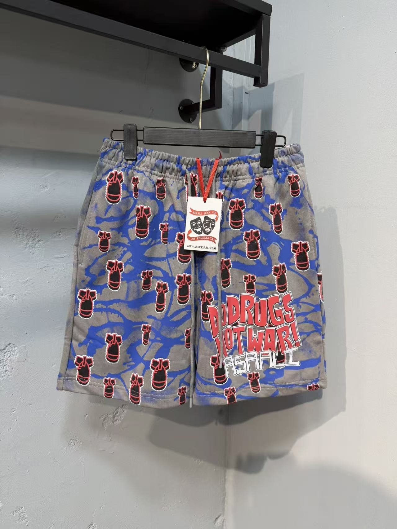 ASAALL All-Over Graphic Elastic Waist Shorts — front