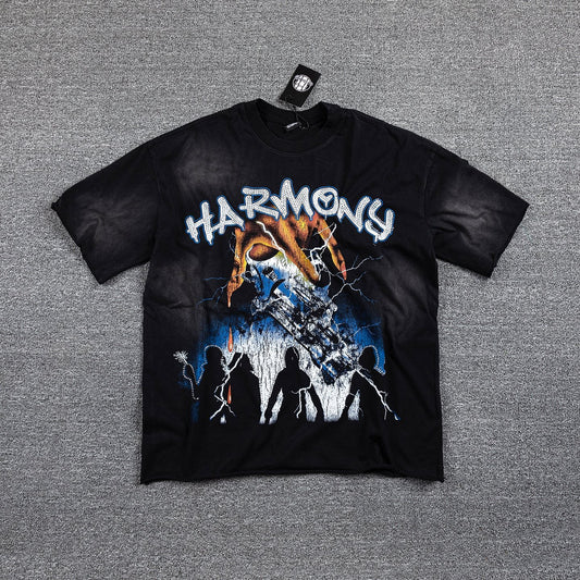 HARMONY Black Front & Back Graphic T-Shirt — hero