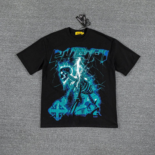 GUAPI Blue Graphic Black T-Shirt — hero