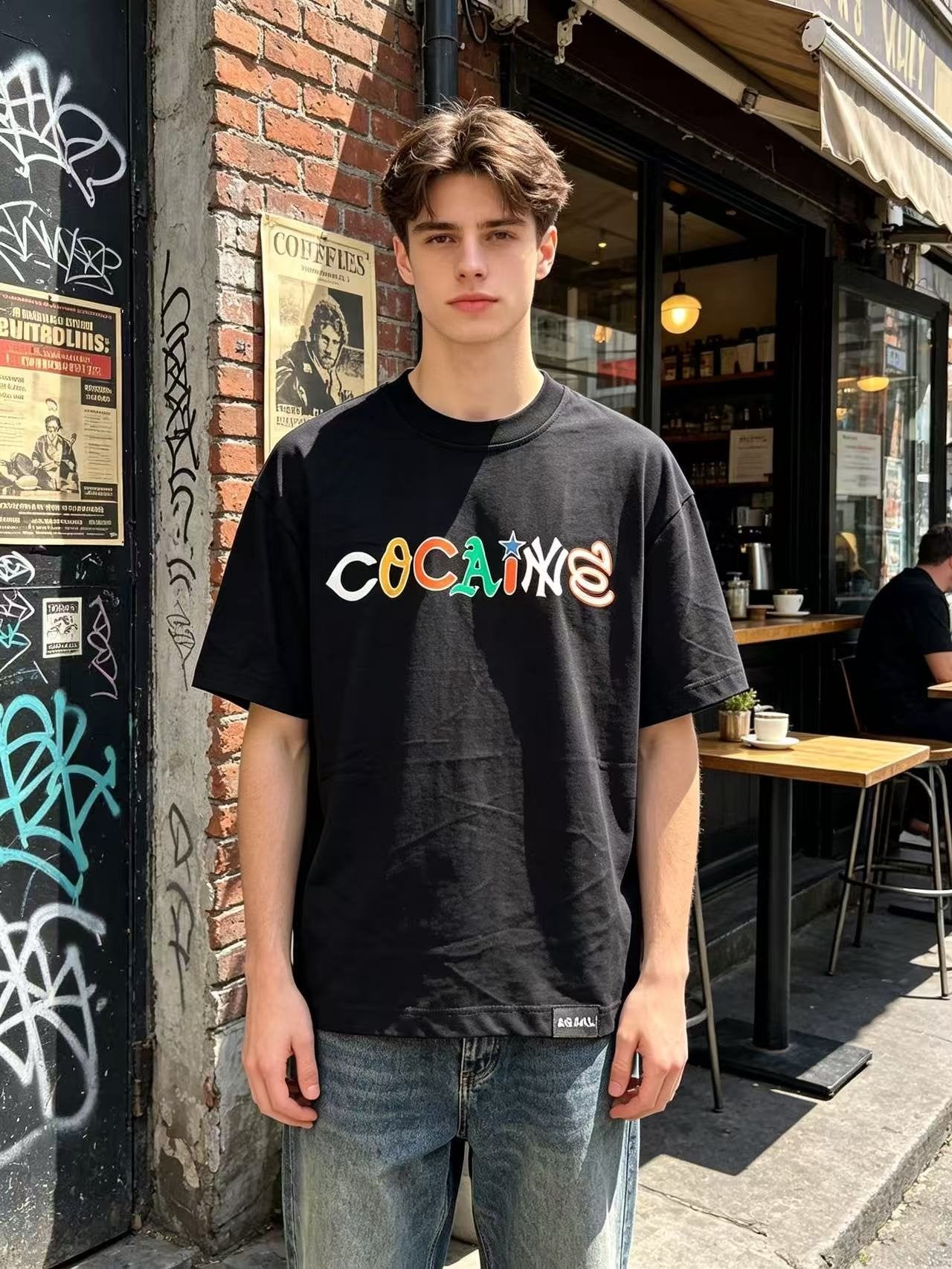 ASAALL Multicolor Wordmark Graphic T-Shirt — context