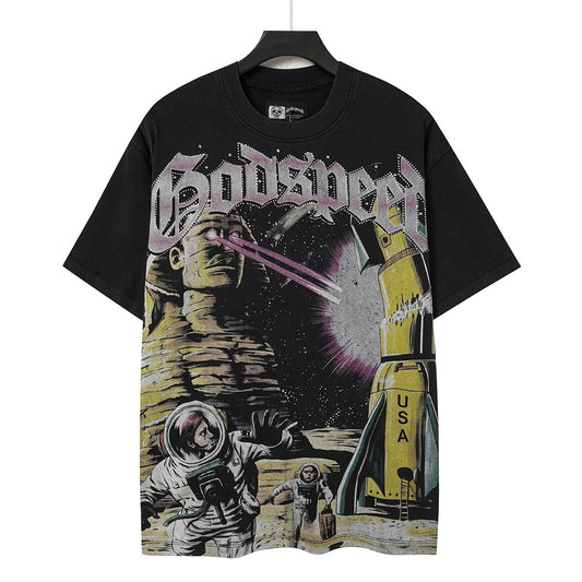 Godspeed Astronaut Rocket Graphic T-Shirt — hero