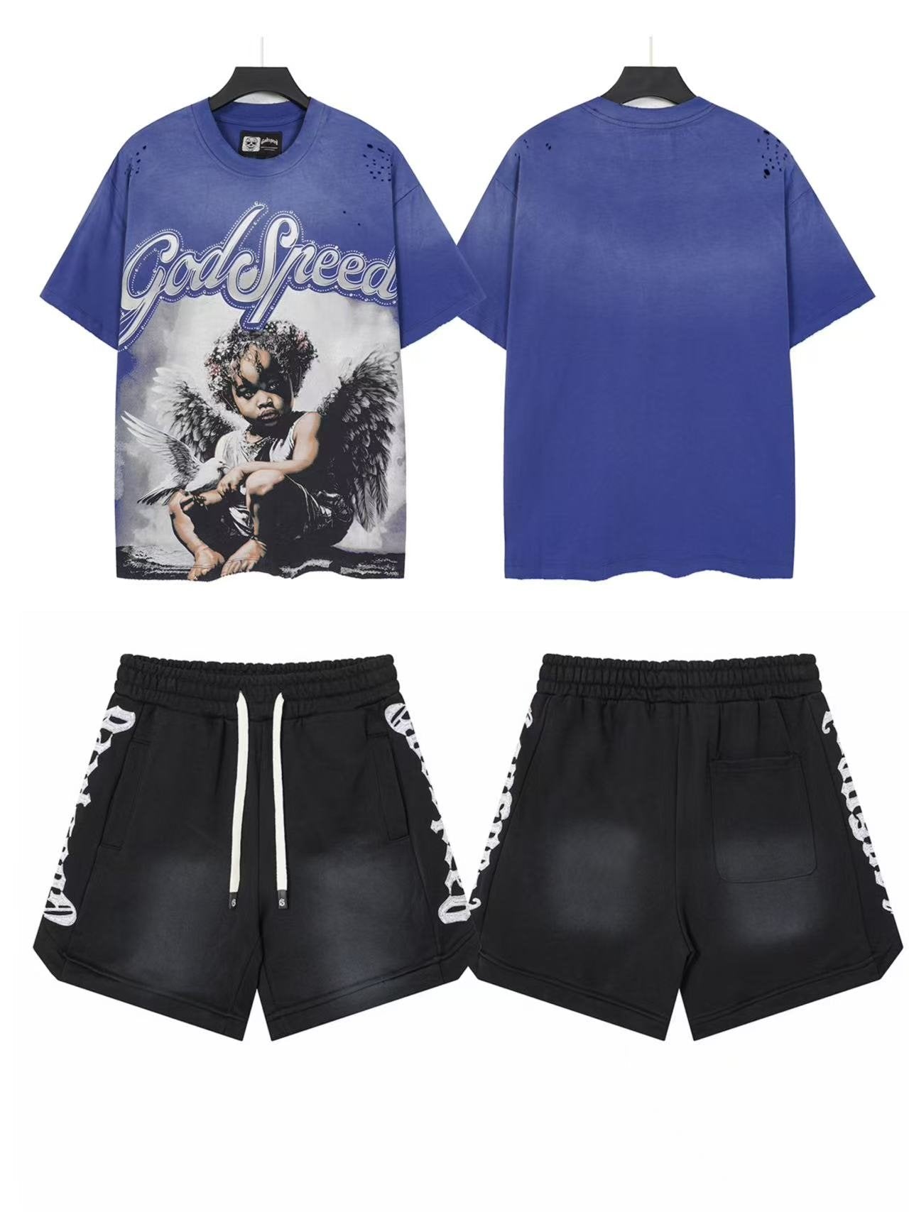 Godspeed Blue Angel Graphic T-Shirt and Shorts Set — front
