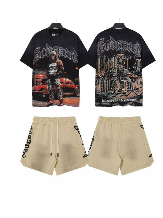 Godspeed Racing Car Graphic T-Shirt & Shorts Set — front