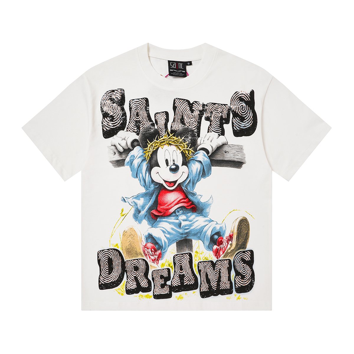 SAINT Dreams Rhinestone Graphic T-Shirt — front