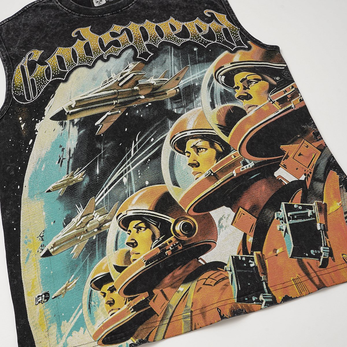 Godspeed Astronaut Graphic Sleeveless T-Shirt — detail