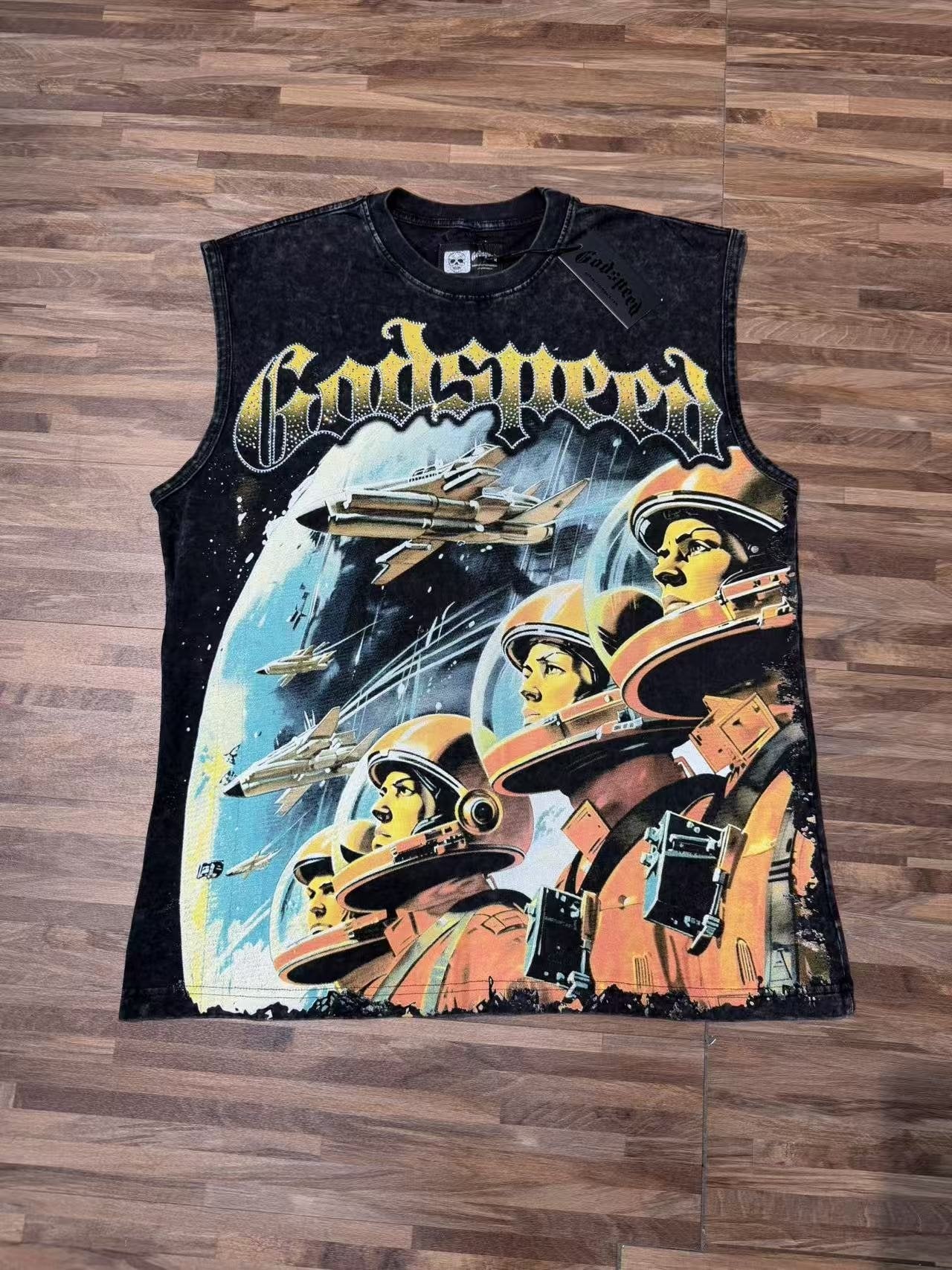 Godspeed Astronaut Graphic Sleeveless T-Shirt — front