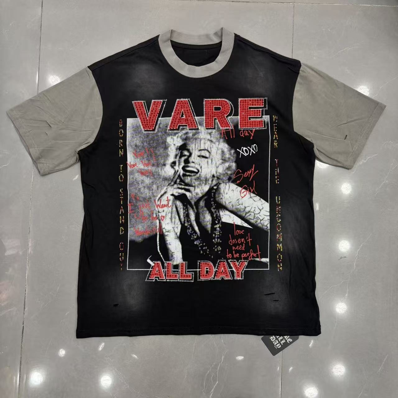 VARE ALL DAY Portrait Graphic Contrast-Sleeve T-Shirt — hero