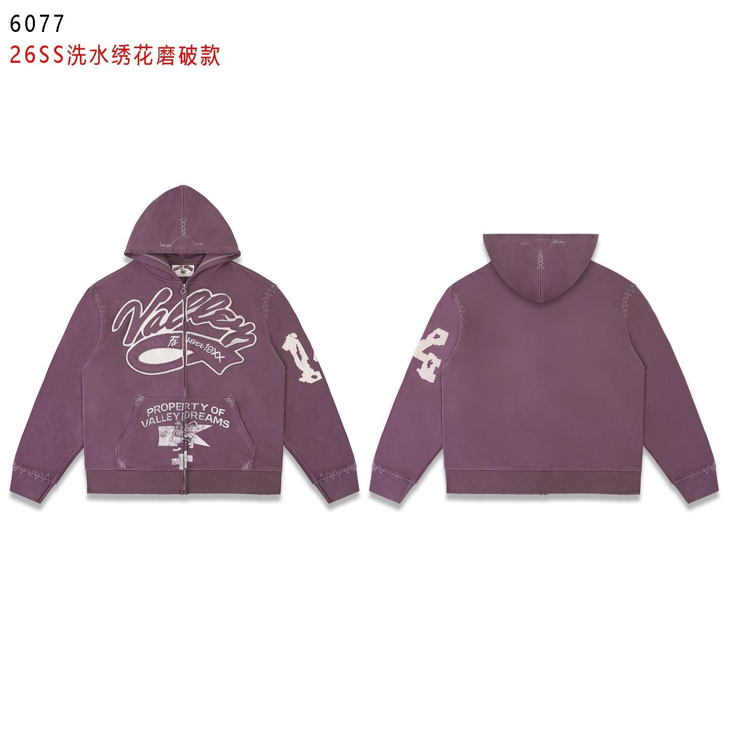 Valley Dreams Washed Full-Zip Graphic Hoodie — front
