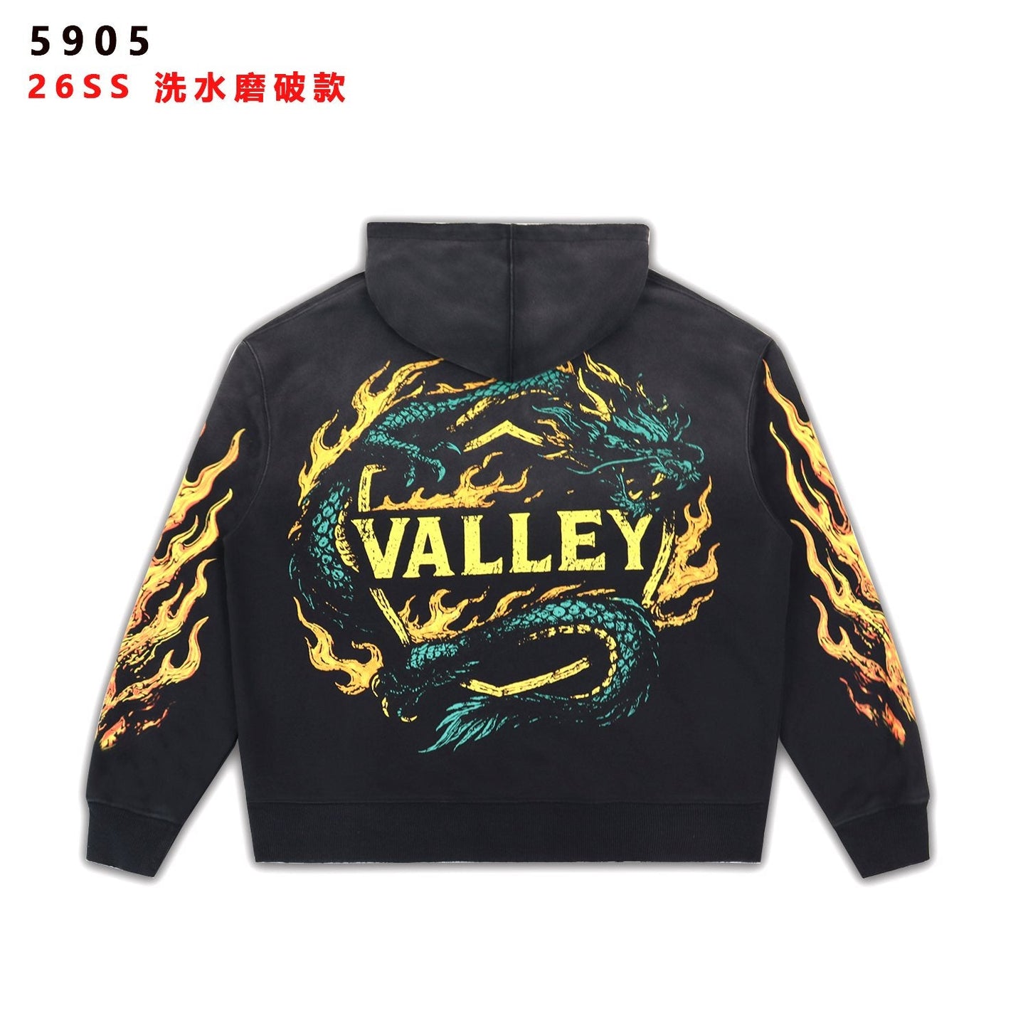 Valley Dreams Dragon Flame Graphic Hoodie — back