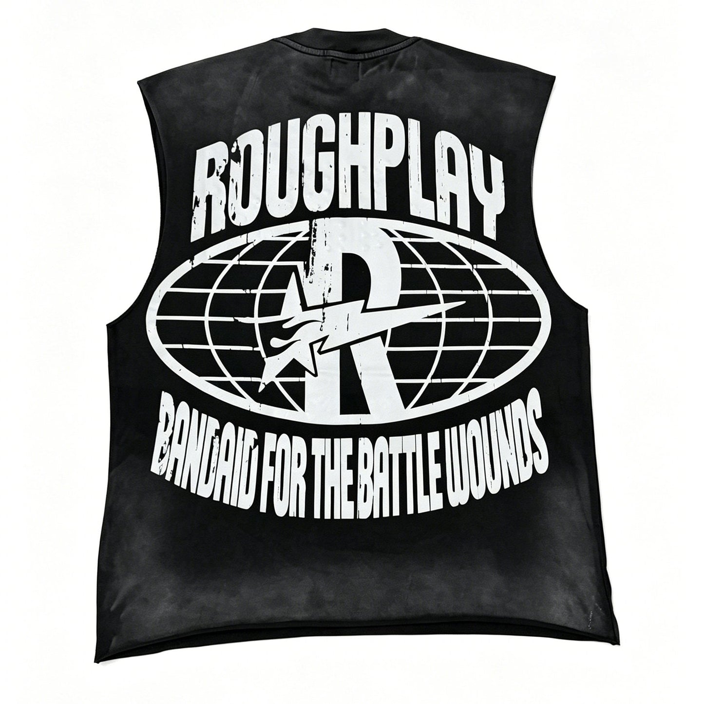 Rough Play Warning Globe Graphic Sleeveless T-Shirt — back