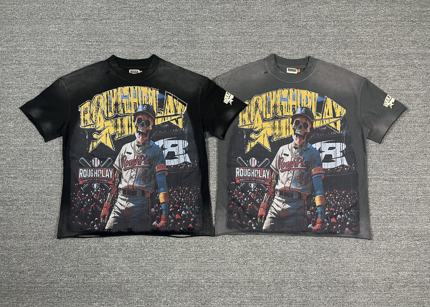 Rough Play Baseball Smiley Graphic T-Shirt — comparison