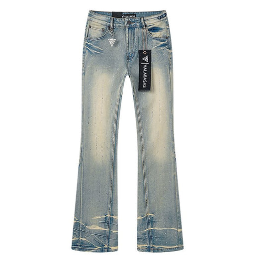 VALABASAS Light Blue Embellished Flare Jeans — hero