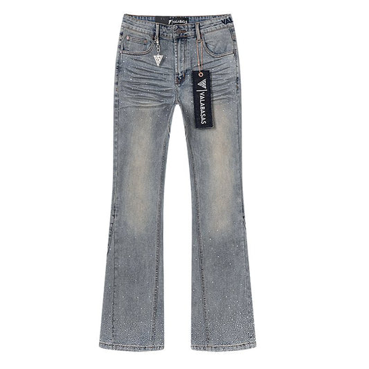 VALABASAS Light Blue Rhinestone Flared Jeans — hero
