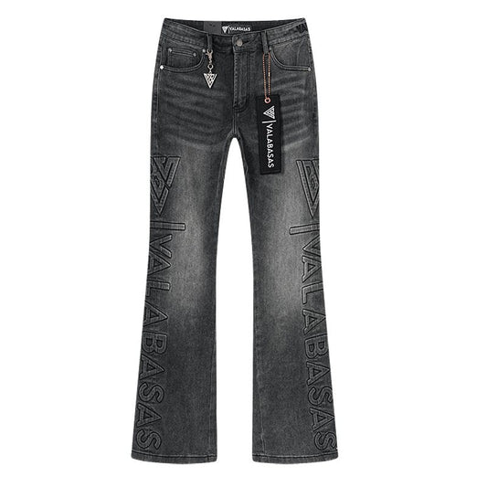VALABASAS Washed Black Logo Graphic Bootcut Jeans — hero