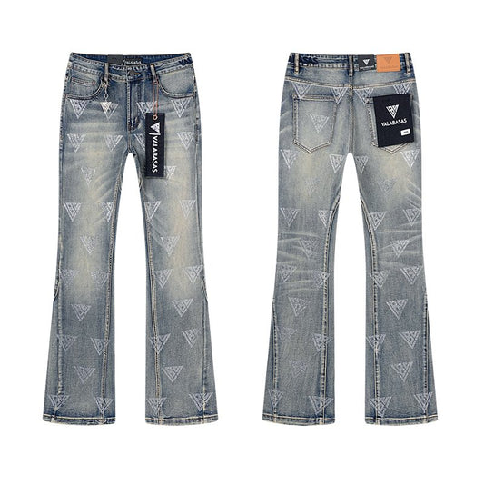 VALABASAS Triangle Motif Washed Denim Jeans — hero
