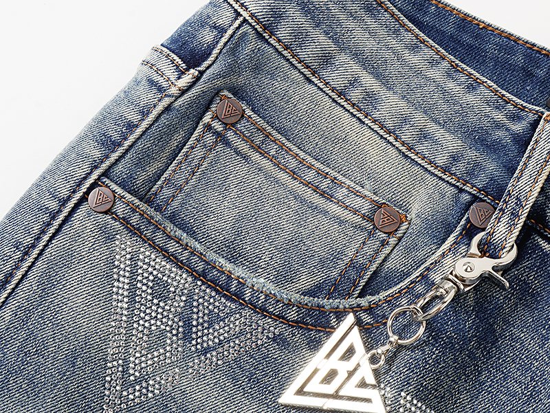 VALABASAS Triangle Motif Washed Denim Jeans — context