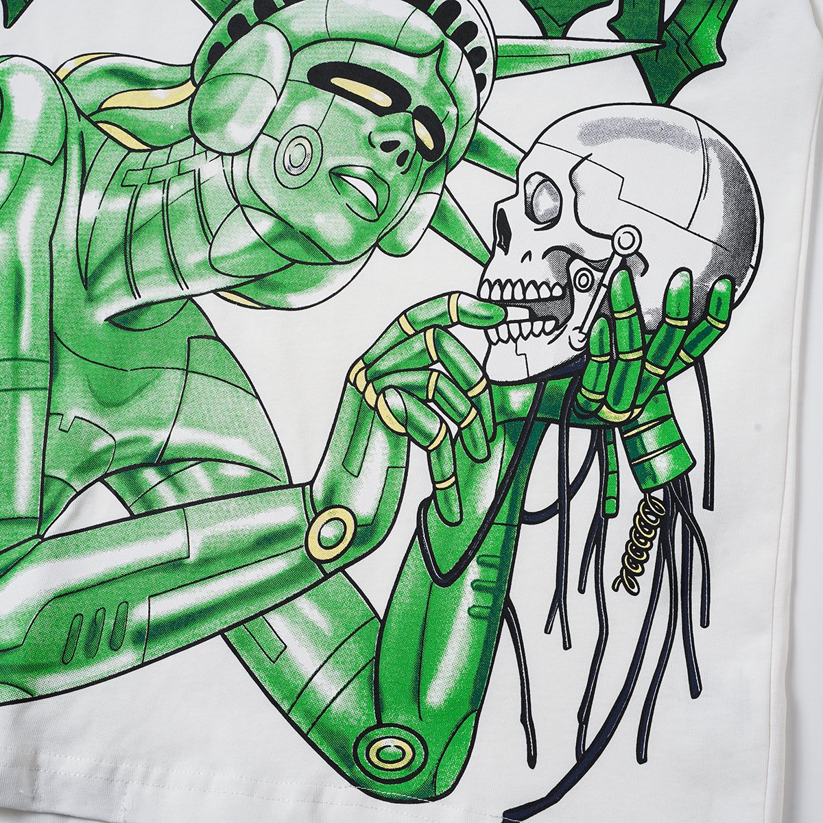 Godspeed Green Front Graphic White T-Shirt — detail