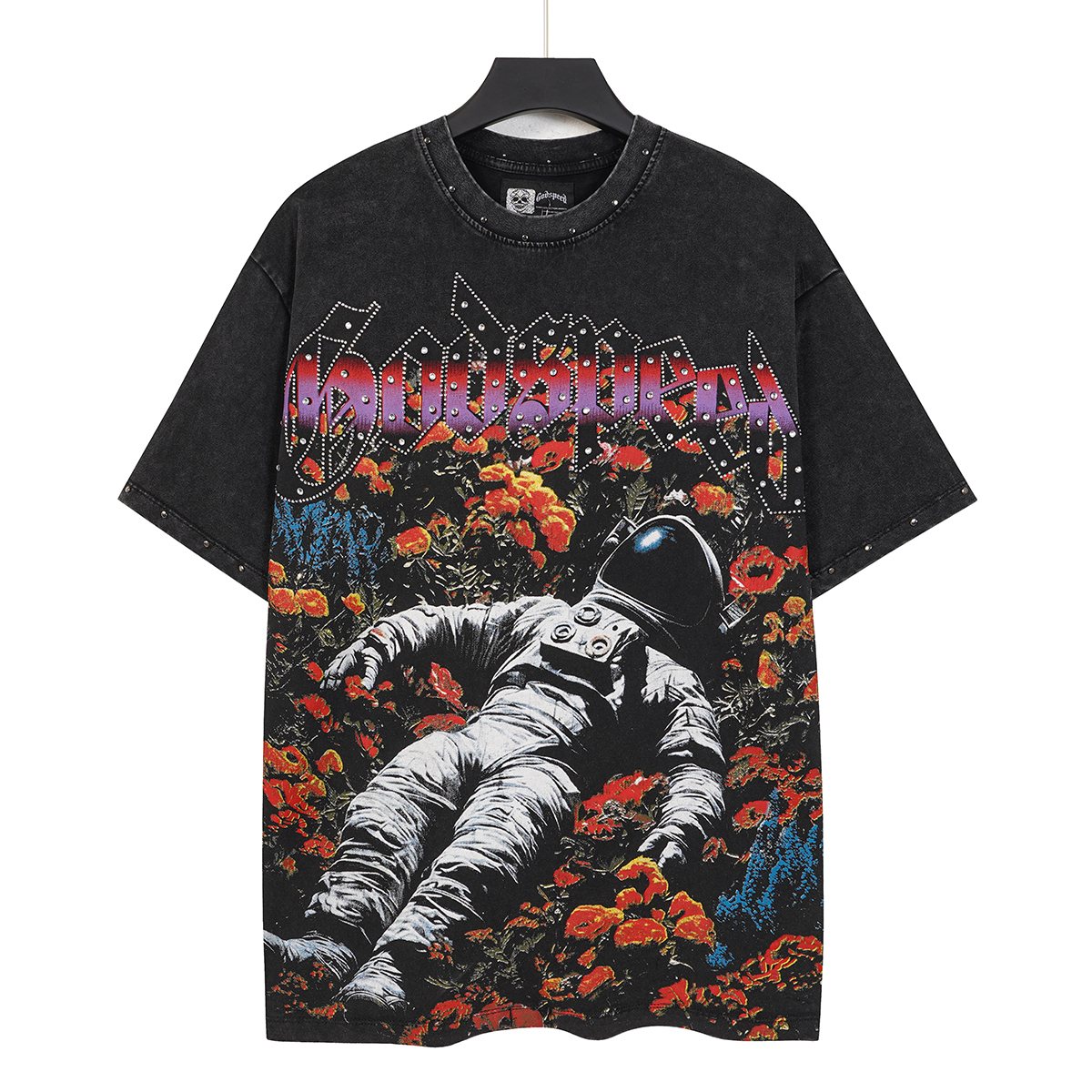 Godspeed Astronaut Flowers Studded Short-Sleeve T-Shirt — hero