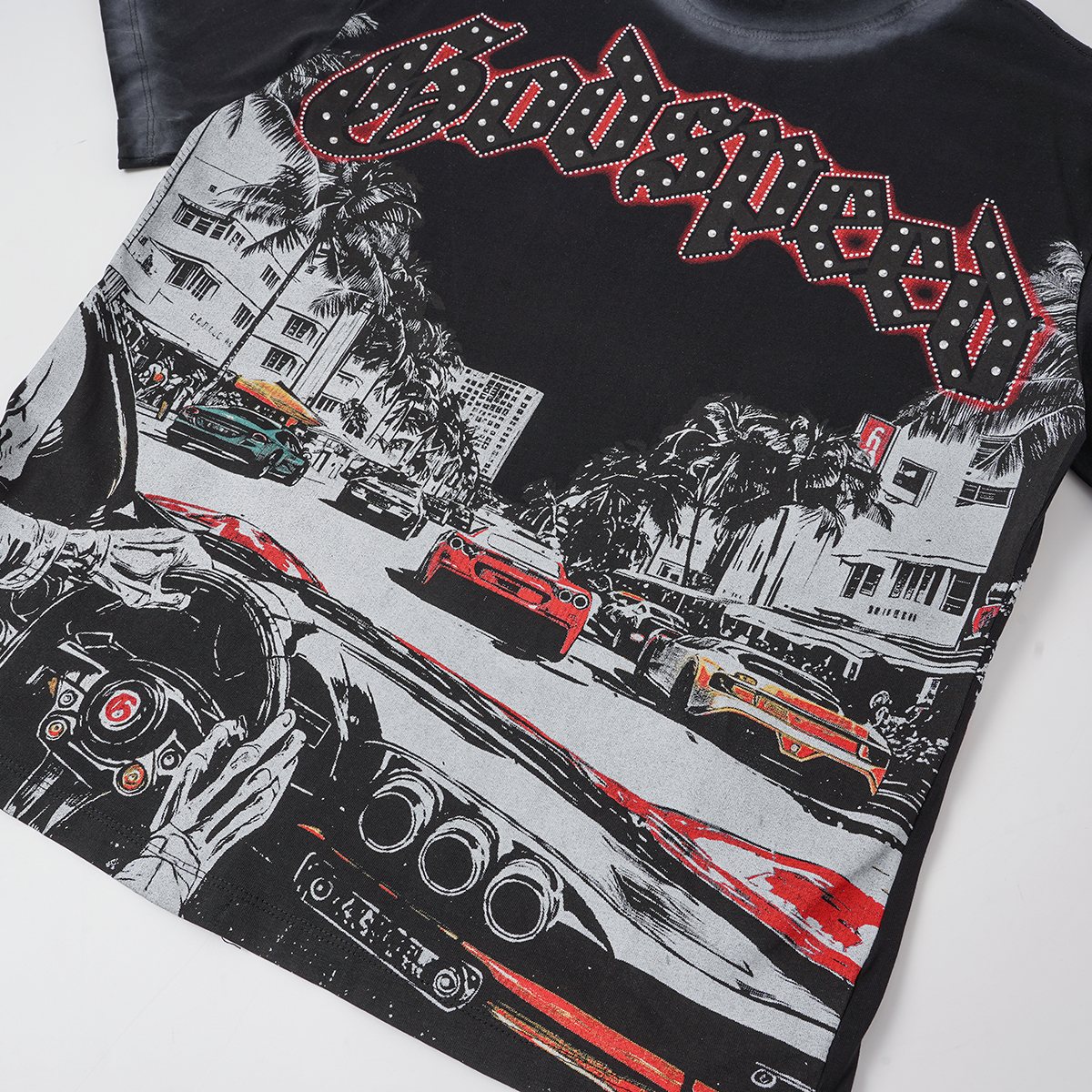 Godspeed Washed Car & Key Graphic Short-Sleeve T-Shirt — detail