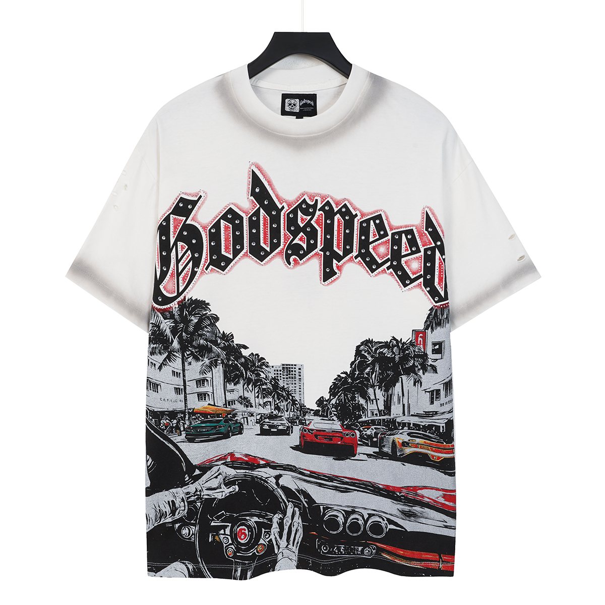 Godspeed Washed Car & Key Graphic Short-Sleeve T-Shirt — front