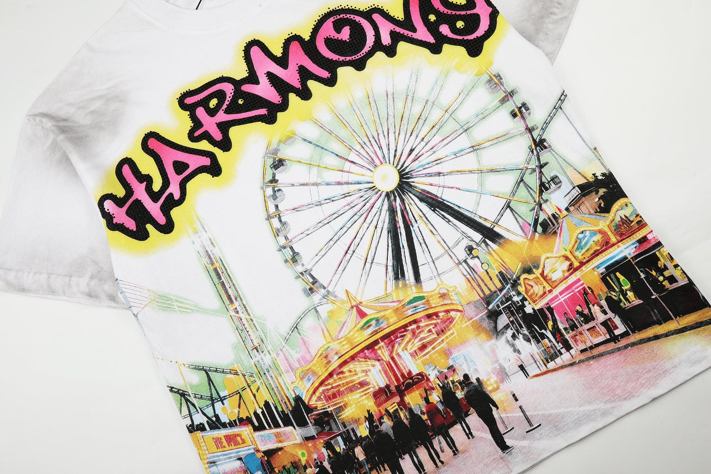 HARMONY Washed White Front & Back Graphic T-Shirt — detail