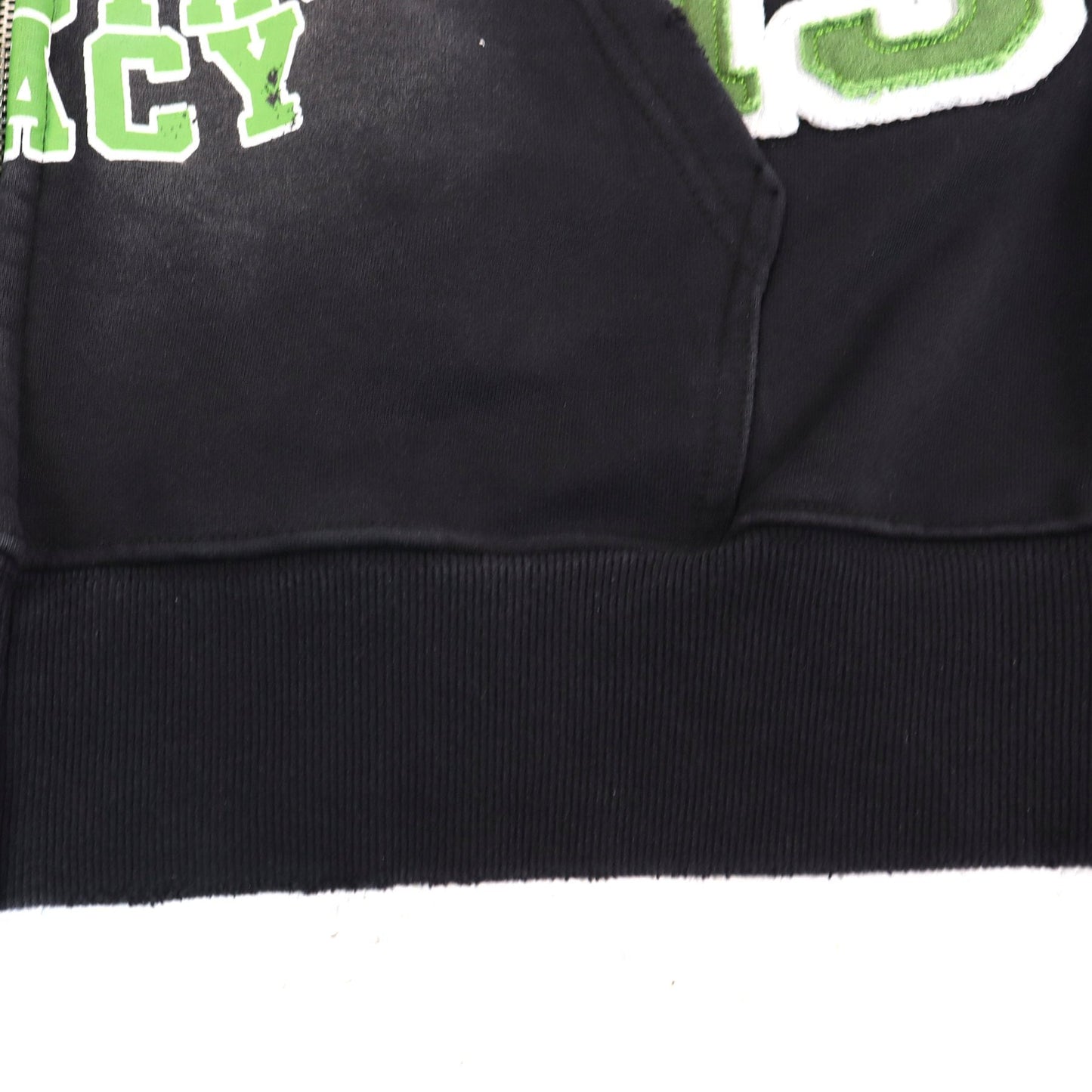Valley Dreams Varsity Crest Washed Black Zip Hoodie — detail