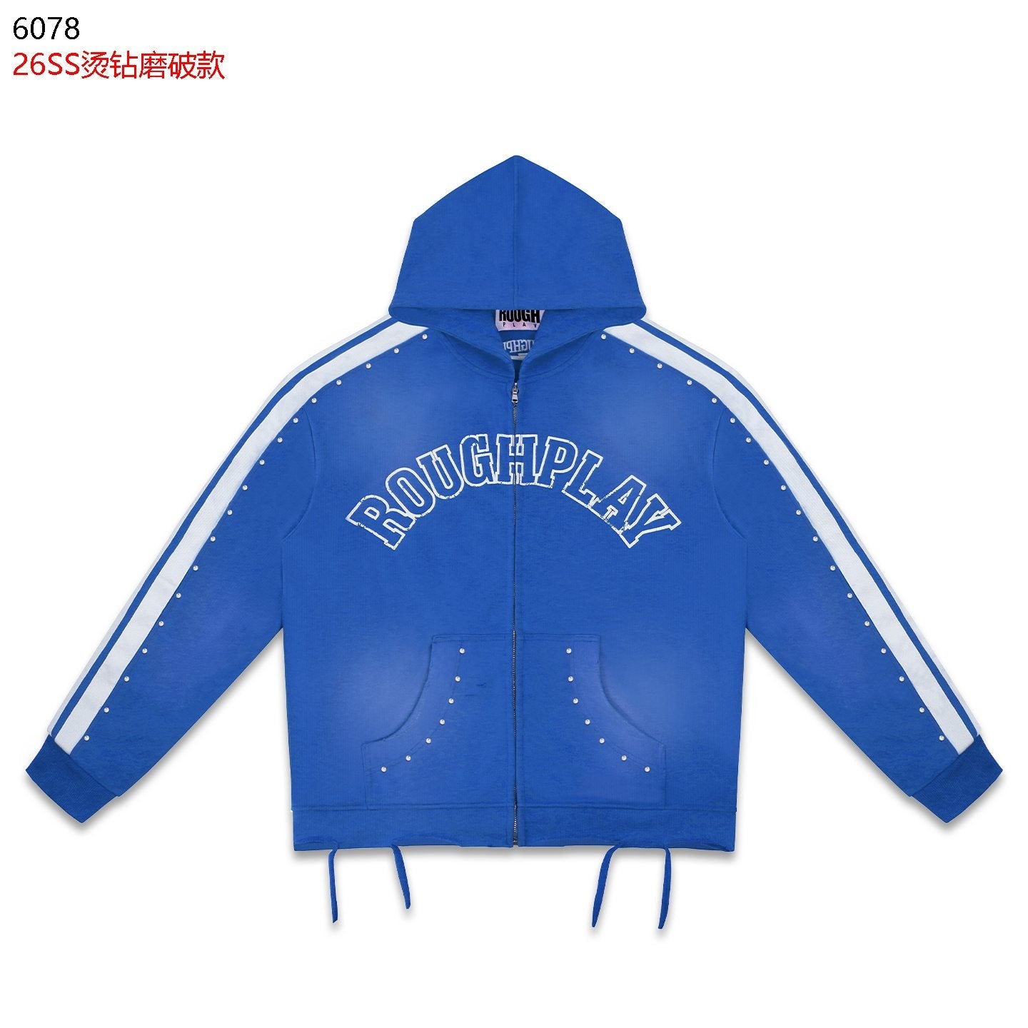 Rough Play Studded Stripe Full-Zip Hoodie — front