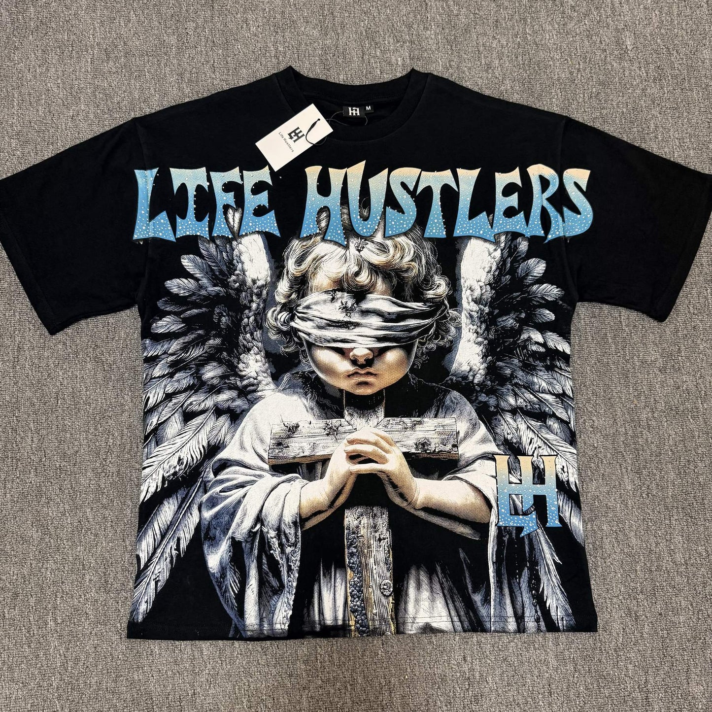 Life Hustlere LIFE HUSTLERS Angel Graphic T-Shirt - White/Black — front