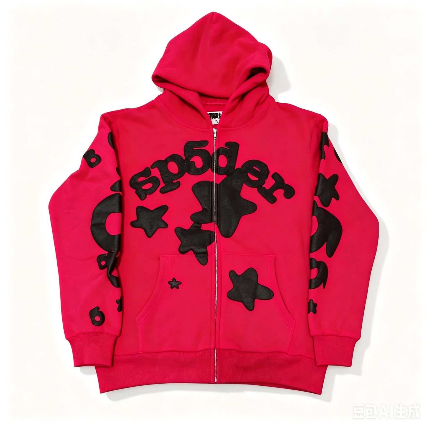 Sp5der Red Graphic Zip Hoodie — hero
