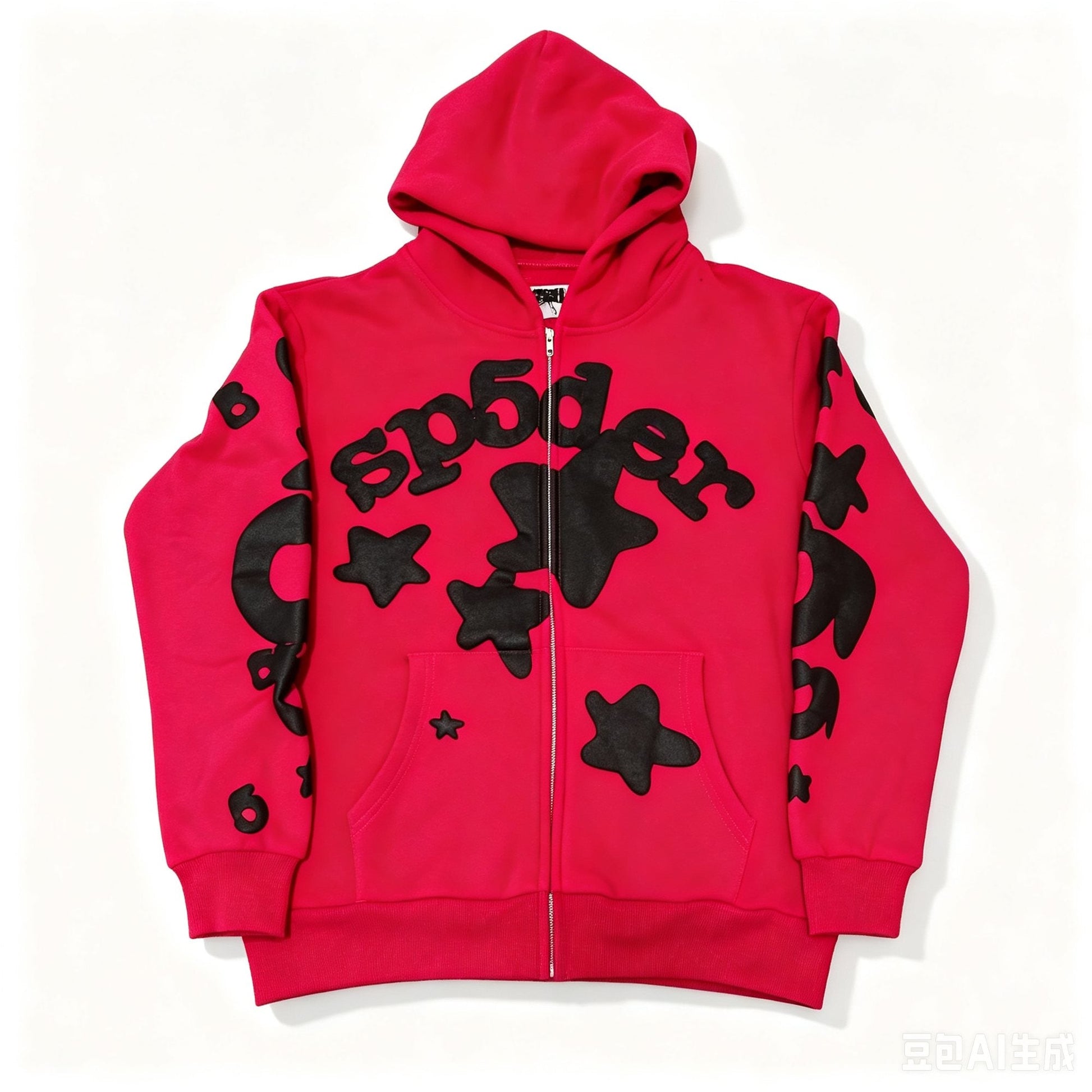 Sp5der Red Graphic Zip Hoodie — hero