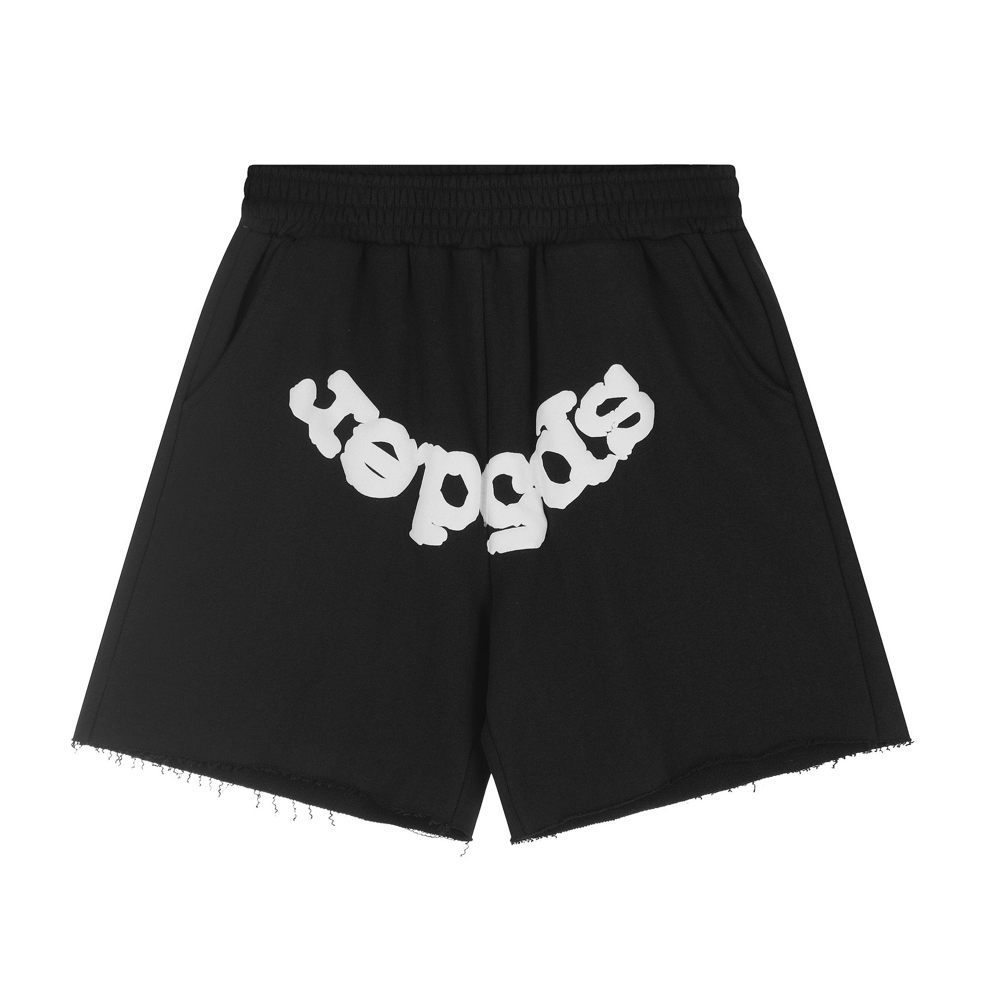 Sp5der Black Graphic Shorts — hero