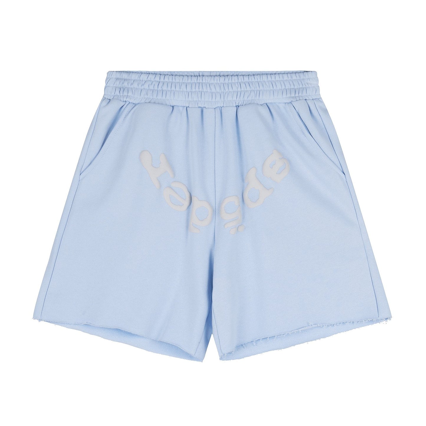 Sp5der Raised Graphic Raw Hem Shorts — front