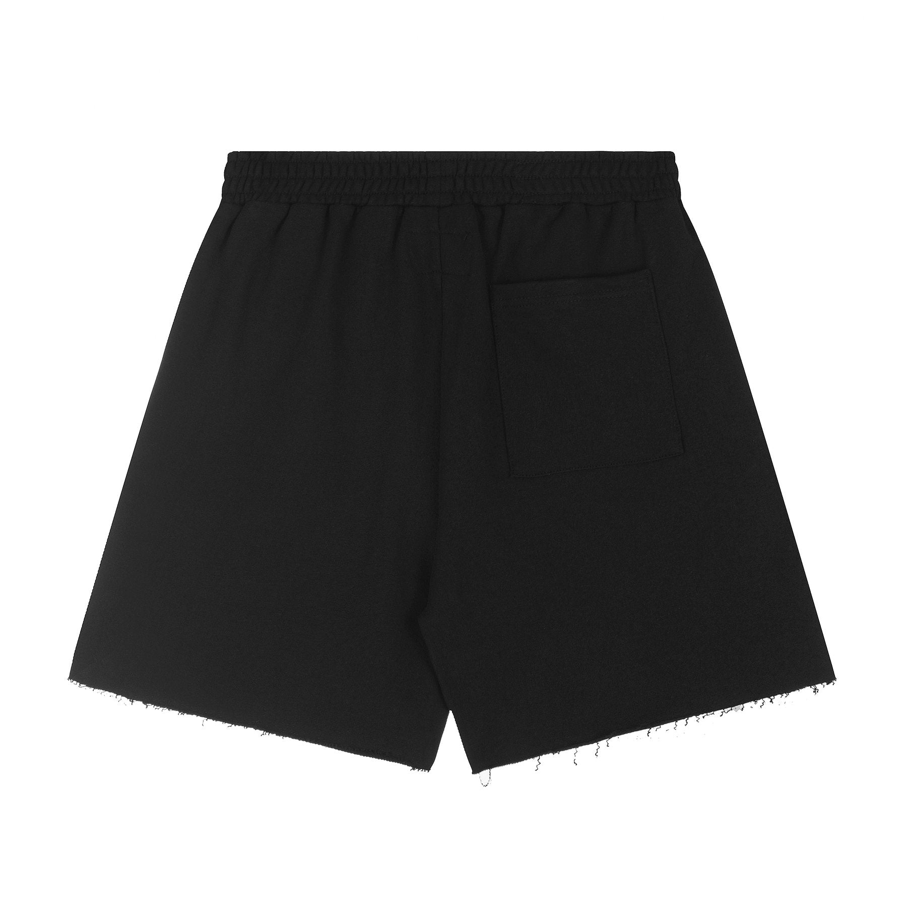 Sp5der Raised Graphic Raw Hem Shorts — back